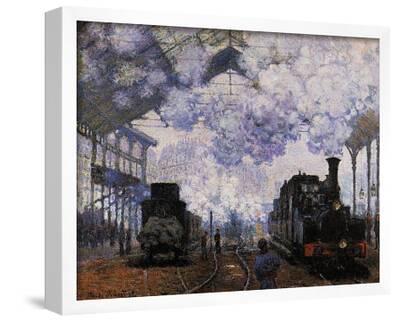 Vintage painting art claude monet steam train station old poster canvas framed 