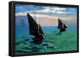 Claude Monet Le Havre Exit the Fishing Boats from the Port Art Print Poster-null-Framed Poster