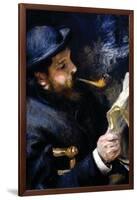 Claude Monet Reading a Newspaper-Pierre-Auguste Renoir-Framed Art Print