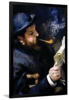 Claude Monet Reading a Newspaper-Pierre-Auguste Renoir-Framed Art Print