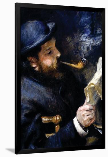 Claude Monet Reading a Newspaper-Pierre-Auguste Renoir-Framed Art Print