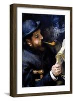 Claude Monet Reading a Newspaper-Pierre-Auguste Renoir-Framed Art Print