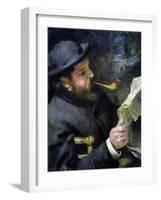 Claude Monet Reading a Newspaper-Pierre-Auguste Renoir-Framed Giclee Print