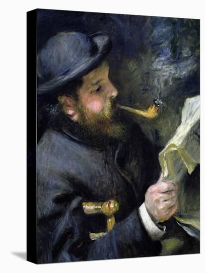 Claude Monet Reading a Newspaper-Pierre-Auguste Renoir-Stretched Canvas