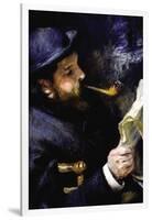 Claude Monet Reading a Newspaper-Pierre-Auguste Renoir-Framed Art Print