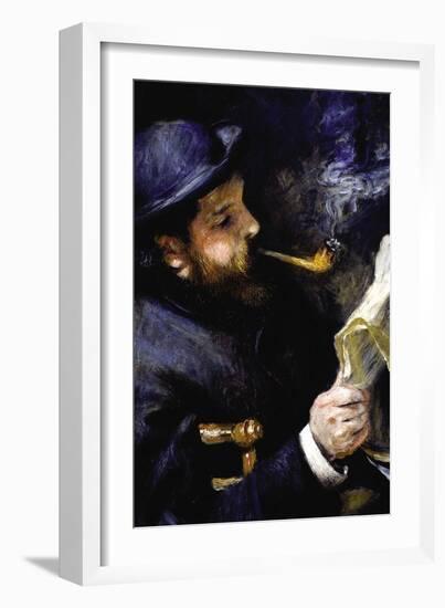 Claude Monet Reading a Newspaper-Pierre-Auguste Renoir-Framed Art Print