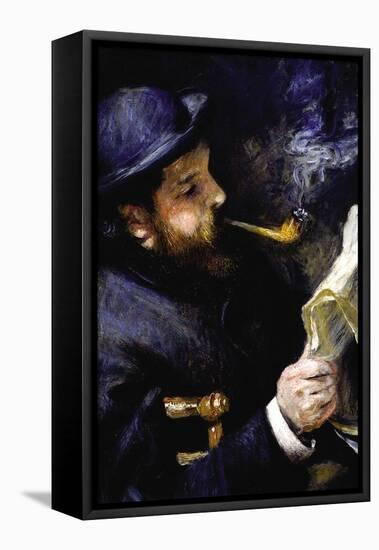 Claude Monet Reading a Newspaper-Pierre-Auguste Renoir-Framed Stretched Canvas