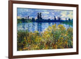 Claude Monet Seine Shores at Vetheuil-null-Framed Art Print