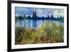 Claude Monet Seine Shores at Vetheuil-null-Framed Art Print