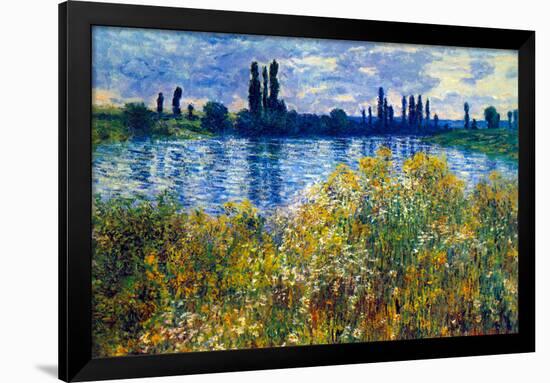 Claude Monet Seine Shores at Vetheuil-null-Framed Art Print