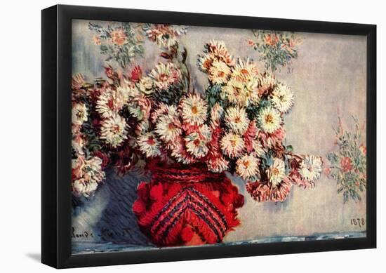 Claude Monet (Still-Life with Chrysanthemums) Art Poster Print-null-Framed Poster