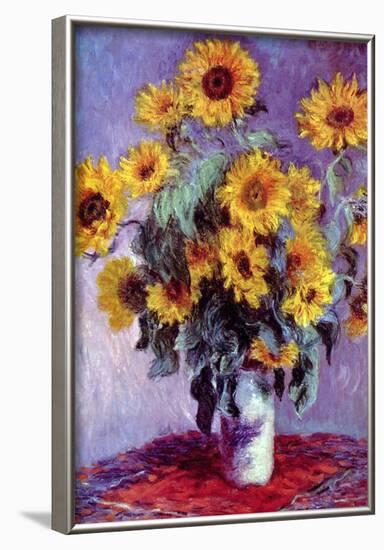 Claude Monet (Still life with sunflowers) Art Poster Print-null-Framed Poster