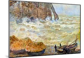 Claude Monet Stormy Sea La Porte d'Aval Art Print Poster-null-Mounted Poster