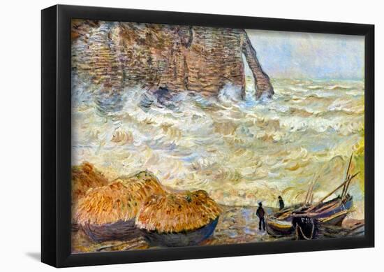 Claude Monet Stormy Sea La Porte d'Aval Art Print Poster-null-Framed Poster