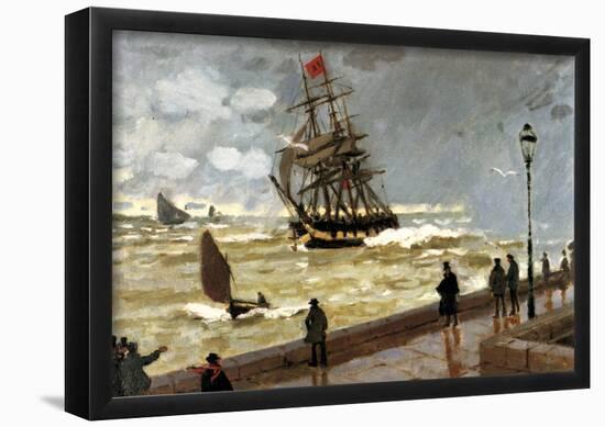Claude Monet The Jetty of Le Havre in Bad Weather Art Print Poster-null-Framed Poster