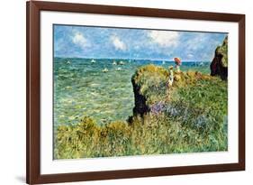 Claude Monet Walk on the Cliffs-Claude Monet-Framed Art Print