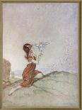 While a Girl is Playing with Fairies One of Them Perches on Her Finger-Claude Sheperson-Framed Art Print