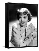 Claudette Colbert, Portrait, 1939, in Embroidered Cardigan-null-Framed Stretched Canvas