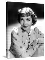 Claudette Colbert, Portrait, 1939, in Embroidered Cardigan-null-Stretched Canvas