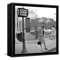 Claudia Cardinale Waiting Near the Champs-Elysées Roundabout, April 1964-Marcel Begoin-Framed Stretched Canvas