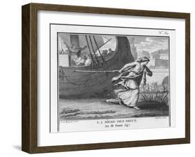 Claudia Quinta Clears Her Name by Dragging a Ship Bearing a Statue of the Mother Goddess into Rome-Augustyn Mirys-Framed Art Print