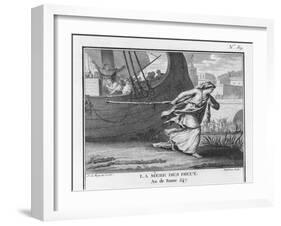 Claudia Quinta Clears Her Name by Dragging a Ship Bearing a Statue of the Mother Goddess into Rome-Augustyn Mirys-Framed Art Print