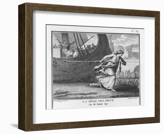 Claudia Quinta Clears Her Name by Dragging a Ship Bearing a Statue of the Mother Goddess into Rome-Augustyn Mirys-Framed Art Print