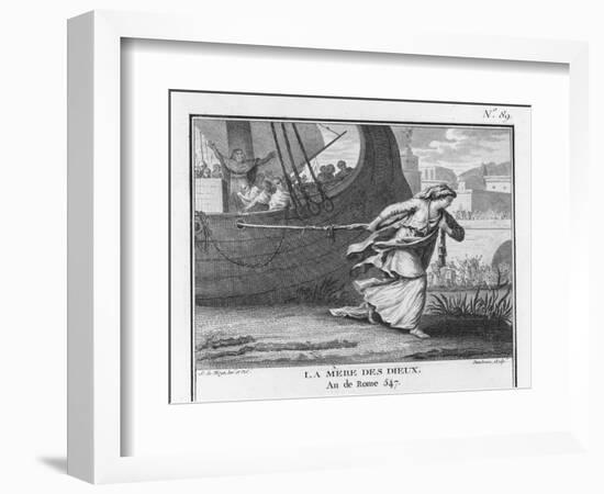 Claudia Quinta Clears Her Name by Dragging a Ship Bearing a Statue of the Mother Goddess into Rome-Augustyn Mirys-Framed Art Print