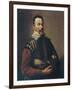 Claudio Monteverdi Holding the Mask of Tragedy, 1640-null-Framed Art Print