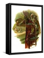 Claudius flees a play re-enacting King Hamlet's murder-Harold Copping-Framed Stretched Canvas