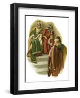 Claudius tells Rosencrantz and Guildenstern of Polonius' murder-Harold Copping-Framed Giclee Print