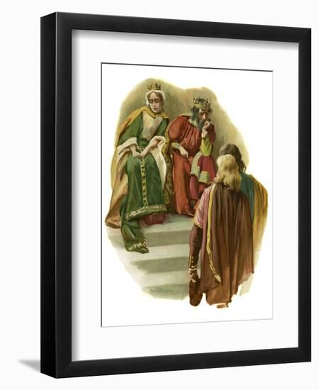 Claudius tells Rosencrantz and Guildenstern of Polonius' murder-Harold Copping-Framed Giclee Print