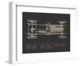 Claxton Blueprint - Noir-Aurora Bell-Framed Giclee Print