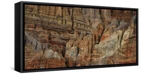 Clay mountain formations in front of the village of Chhuksang, Mustang Region, Nepal-null-Framed Stretched Canvas