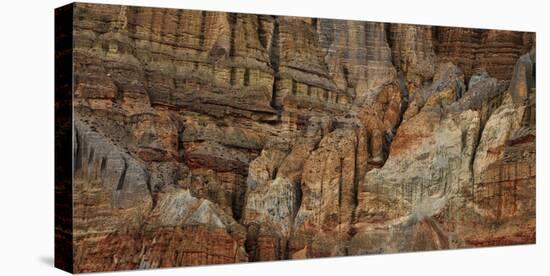 Clay mountain formations in front of the village of Chhuksang, Mustang Region, Nepal-null-Stretched Canvas