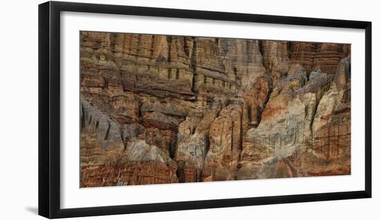 Clay mountain formations in front of the village of Chhuksang, Mustang Region, Nepal-null-Framed Photographic Print
