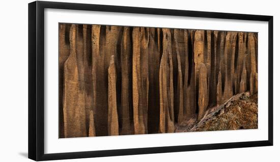 Clay organ pipes formation in front of the village of Yara, Mustang Region, Nepal-null-Framed Photographic Print