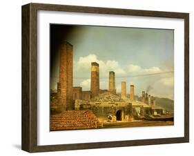 Clay Portfolio 1/51: Empty Kiln Setting at Robinson Clay Product's Plant No. 6 at Midvale, Ohio-Walker Evans-Framed Photographic Print