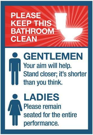 Clean Bathrooms Ladies Gentlemen Sign Art Print Poster' Poster |  