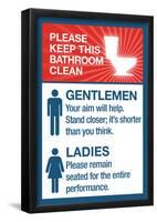 Clean Bathrooms Ladies Gentlemen Sign Art Print Poster-null-Framed Poster