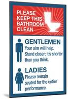 Clean Bathrooms Ladies Gentlemen Sign Art Print Poster-null-Mounted Poster