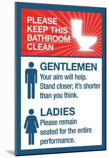 Clean Bathrooms Ladies Gentlemen Sign Art Print Poster-null-Mounted Poster