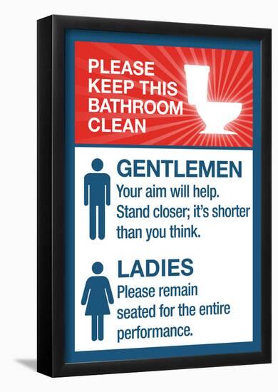 Clean Bathrooms Ladies Gentlemen Sign Art Print Poster-null-Framed Poster