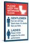 Clean Bathrooms Ladies Gentlemen Sign Art Print Poster-null-Stretched Canvas