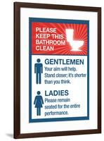 Clean Bathrooms Ladies Gentlemen Sign Art Print Poster-null-Framed Poster