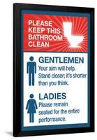 Clean Bathrooms Ladies Gentlemen Sign Art Print Poster-null-Framed Poster