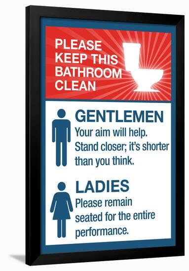 Clean Bathrooms Ladies Gentlemen Sign Art Print Poster-null-Framed Poster