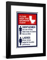 Clean Bathrooms Ladies Gentlemen Sign-null-Framed Art Print