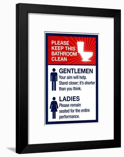 Clean Bathrooms Ladies Gentlemen Sign-null-Framed Art Print