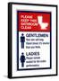 Clean Bathrooms Ladies Gentlemen Sign-null-Framed Art Print